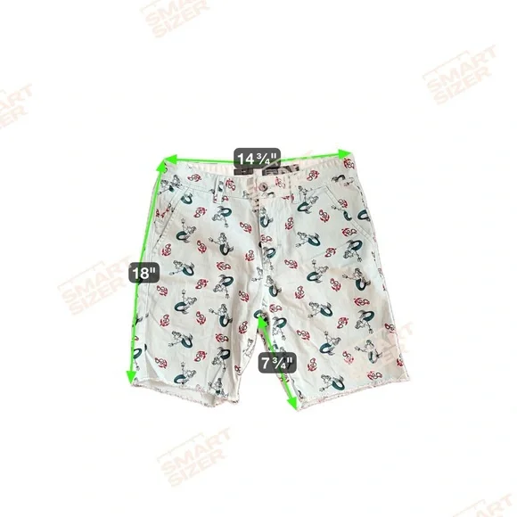 Hawkings McGill cut-off topless mermaid print Men’s chino shorts Size 30 - Picture 8 of 8
